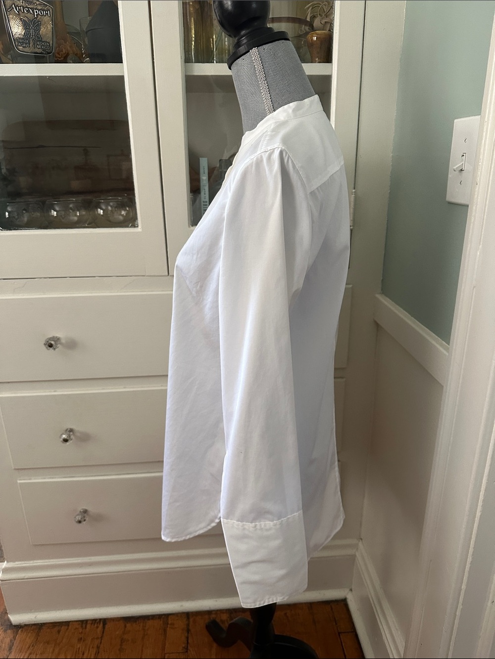 J Crew White Tuxedo Button-Front Bib Tunic Top Shirt Blouse popover 10 M - Picture 3 of 12